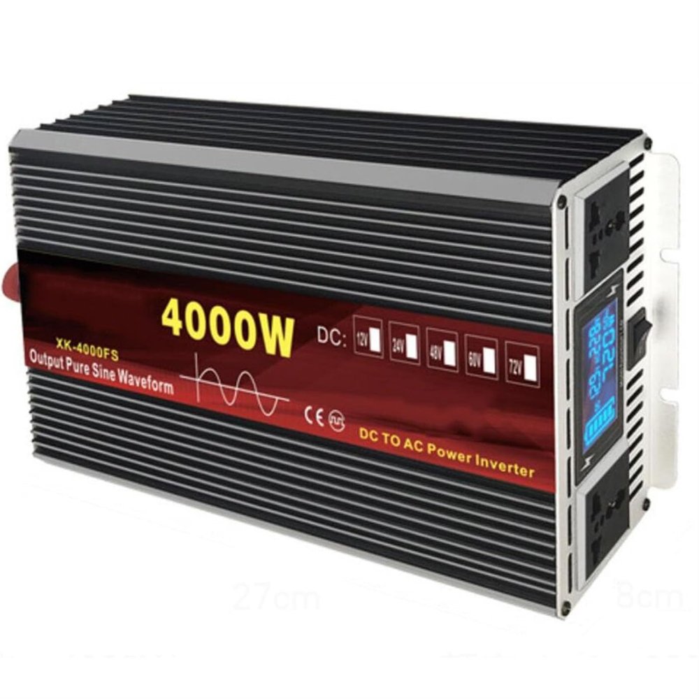 Pure sine Wave Power Inverter 3000W 4000W 5000W 6000W DC 12V/24V/48V/60V/72V to AC 110V 220V LCD Display Converter,AC Outlets,Dual Cooling Fans, for RV Truck Car(4000W,48Vto110V)