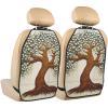 VTCTOASY Kick Mat Back Seat Protector for Car 2 Pack Extra Large Car Back Seat Cover with 3 Storage Pockets Waterproof Seat Back Protector Tree Printed Backseat Car Organizer for Trucks SUV view 1