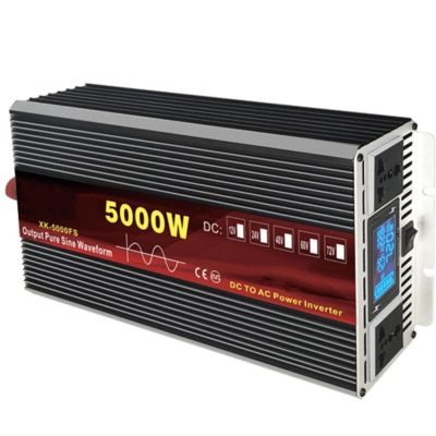 Pure sine Wave Power Inverter 3000W 4000W 5000W 6000W DC 12V/24V/48V/60V/72V to AC 110V 220V LCD Display Converter,AC Outlets,Dual Cooling Fans, for RV Truck Car(5000W,12Vto110V)