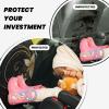 Kick Mat Back Seat Protector for Car 2 Pack Extra Large Car Back Seat Cover with 3 Storage Pockets Waterproof Seat Back Protector Gold design on black background Backseat Car Organizer for Trucks SUV view 2