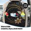 Kick Mat Back Seat Protector for Car 2 Pack Extra Large Car Back Seat Cover with 3 Storage Pockets Waterproof Seat Back Protector Gold design on black background Backseat Car Organizer for Trucks SUV view 3