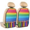 VTCTOASY Kick Mat Back Seat Protector for Car 2 Pack Extra Large Car Back Seat Cover with 3 Storage Pockets Waterproof Seat Back Protector Rainbow Pencil Backseat Car Organizer for Trucks SUV view 1