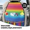 VTCTOASY Kick Mat Back Seat Protector for Car 2 Pack Extra Large Car Back Seat Cover with 3 Storage Pockets Waterproof Seat Back Protector Rainbow Pencil Backseat Car Organizer for Trucks SUV view 3