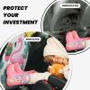 Kick Mat Back Seat Protector for Car 2 Pack Extra Large Car Back Seat Cover with 3 Storage Pockets Waterproof Seat Back Protector Tropical Flamingo Cute Cactus Backseat Car Organizer for Trucks SUV view 2