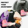 Kick Mat Back Seat Protector for Car 2 Pack Extra Large Car Back Seat Cover with 3 Storage Pockets Waterproof Seat Back Protector Purple Flower Butterflies Backseat Car Organizer for Trucks SUV view 2