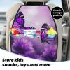 Kick Mat Back Seat Protector for Car 2 Pack Extra Large Car Back Seat Cover with 3 Storage Pockets Waterproof Seat Back Protector Purple Flower Butterflies Backseat Car Organizer for Trucks SUV view 3