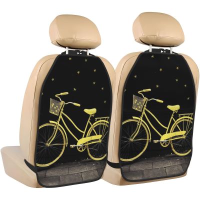 VTCTOASY Kick Mat Back Seat Protector for Car 2 Pack Extra Large Car Back Seat Cover with 3 Storage Pockets Waterproof Seat Back Protector Yellow Bike Backseat Car Organizer for Trucks SUV