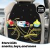 VTCTOASY Kick Mat Back Seat Protector for Car 2 Pack Extra Large Car Back Seat Cover with 3 Storage Pockets Waterproof Seat Back Protector Yellow Bike Backseat Car Organizer for Trucks SUV view 3