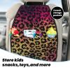 VTCTOASY Kick Mat Back Seat Protector for Car 2 Pack Extra Large Car Back Seat Cover with 3 Storage Pockets Waterproof Seat Back Protector Star Leopard Print Backseat Car Organizer for Trucks SUV view 3