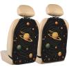 Kick Mat Back Seat Protector for Car 2 Pack Extra Large Car Back Seat Cover with 3 Storage Pockets Waterproof Seat Back Protector Retro Astronomical Pattern Backseat Car Organizer for Trucks SUV view 1