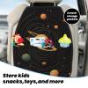 Kick Mat Back Seat Protector for Car 2 Pack Extra Large Car Back Seat Cover with 3 Storage Pockets Waterproof Seat Back Protector Retro Astronomical Pattern Backseat Car Organizer for Trucks SUV view 3