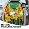 Kick Mat Back Seat Protector for Car 2 Pack Extra Large Car Back Seat Cover with 3 Storage Pockets Waterproof Seat Back Protector Yellow Daffodils Flowers Backseat Car Organizer for Trucks SUV view 3