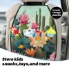 VTCTOASY Kick Mat Back Seat Protector for Car 2 Pack Extra Large Car Back Seat Cover with 3 Storage Pockets Waterproof Seat Back Protector Summer Floral Cactus Backseat Car Organizer for Trucks SUV view 3