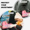 VTCTOASY Kick Mat Back Seat Protector for Car 2 Pack Extra Large Car Back Seat Cover with 3 Storage Pockets Waterproof Seat Back Protector Seashells and Waves Backseat Car Organizer for Trucks SUV view 2