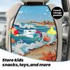 VTCTOASY Kick Mat Back Seat Protector for Car 2 Pack Extra Large Car Back Seat Cover with 3 Storage Pockets Waterproof Seat Back Protector Seashells and Waves Backseat Car Organizer for Trucks SUV view 3