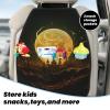 VTCTOASY Kick Mat Back Seat Protector for Car 2 Pack Extra Large Car Back Seat Cover with 3 Storage Pockets Waterproof Seat Back Protector Golden Moon Backseat Car Organizer for Trucks SUV view 3