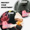 VTCTOASY Kick Mat Back Seat Protector for Car 2 Pack Extra Large Car Back Seat Cover with 3 Storage Pockets Waterproof Seat Back Protector Red and Gray Leaves Backseat Car Organizer for Trucks SUV view 2
