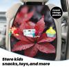 VTCTOASY Kick Mat Back Seat Protector for Car 2 Pack Extra Large Car Back Seat Cover with 3 Storage Pockets Waterproof Seat Back Protector Red and Gray Leaves Backseat Car Organizer for Trucks SUV view 3
