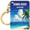 R and R Imports Seawall Beach Maine Souvenir Rectangle Wooden Keychain Beach Design Single view 1