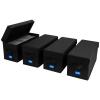 BOATISLE CD Case Holder with Handles and Lid CD Storage Box with External Label Slots, Easy-to-Move Organizer Case for Efficient Media Storage,4Pack-Black view 1