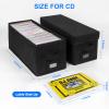 BOATISLE CD Case Holder with Handles and Lid CD Storage Box with External Label Slots, Easy-to-Move Organizer Case for Efficient Media Storage,4Pack-Black view 3