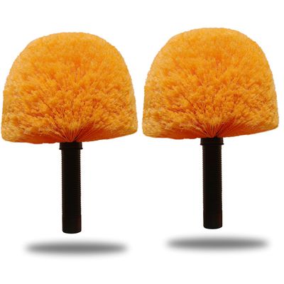 2 Pack Orange Twist-On Cobweb Duster Head Brush, Fits Standard 3/4 inch Threaded Poles, Attachment Brush, Spider Web Duster for Outdoor & Indoor Cleaning