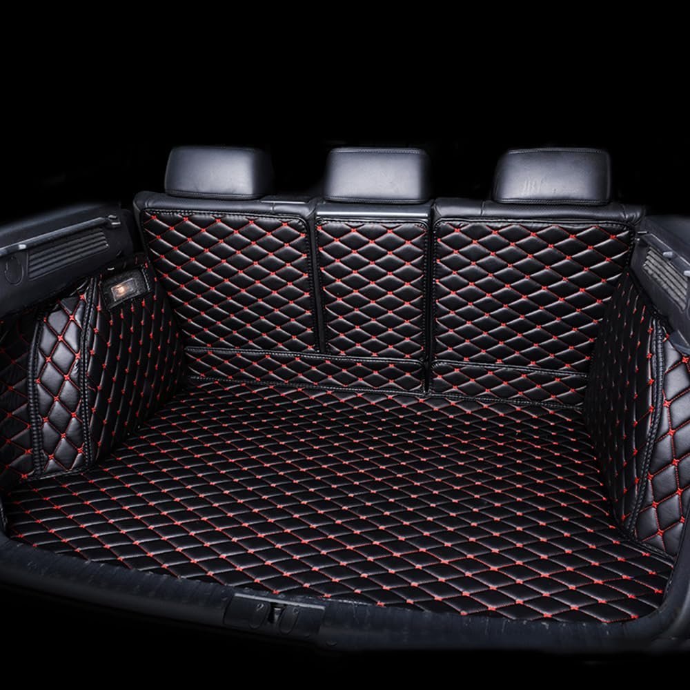 CXZTY Car Leather Cargo Liners for Mini Hatch 3-Door F56 One/D/Cooper/S/SD 2014 2015 2016 2017 2018 2019 2020, Full Coverage All Weather Rear Trunk Liner Mats Protector Boot Mats,BlackRed