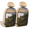 Kick Mat Back Seat Protector for Car 2 Pack Extra Large Car Back Seat Cover with 3 Storage Pockets Waterproof Seat Back Protector Villa on The Top of The Hill Backseat Car Organizer for Trucks SUV view 1