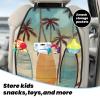 VTCTOASY Kick Mat Back Seat Protector for Car 2 Pack Extra Large Car Back Seat Cover with 3 Storage Pockets Waterproof Seat Back Protector Surfboard Palm Tree Backseat Car Organizer for Trucks SUV view 3