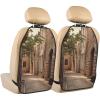 Kick Mat Back Seat Protector for Car 2 Pack Extra Large Car Back Seat Cover with 3 Storage Pockets Waterproof Seat Back Protector Architecture Streets Houses Backseat Car Organizer for Trucks SUV view 1