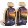 VTCTOASY Kick Mat Back Seat Protector for Car 2 Pack Extra Large Car Back Seat Cover with 3 Storage Pockets Waterproof Seat Back Protector Waterfall at Sunset Backseat Car Organizer for Trucks SUV view 1