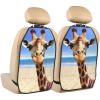 VTCTOASY Kick Mat Back Seat Protector for Car 2 Pack Extra Large Car Back Seat Cover with 3 Storage Pockets Waterproof Seat Back Protector Beach Giraffe Backseat Car Organizer for Trucks SUV view 1