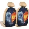 VTCTOASY Kick Mat Back Seat Protector for Car 2 Pack Extra Large Car Back Seat Cover with 3 Storage Pockets Waterproof Seat Back Protector Water and fire Heart Backseat Car Organizer for Trucks SUV view 1