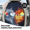 VTCTOASY Kick Mat Back Seat Protector for Car 2 Pack Extra Large Car Back Seat Cover with 3 Storage Pockets Waterproof Seat Back Protector Water and fire Heart Backseat Car Organizer for Trucks SUV view 3