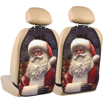 VTCTOASY Kick Mat Back Seat Protector for Car 2 Pack Extra Large Car Back Seat Cover with 3 Storage Pockets Waterproof Seat Back Protector Santa Claus Backseat Car Organizer for Trucks SUV
