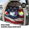 VTCTOASY Kick Mat Back Seat Protector for Car 2 Pack Extra Large Car Back Seat Cover with 3 Storage Pockets Waterproof Seat Back Protector American Flag Backseat Car Organizer for Trucks SUV view 3