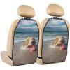 VTCTOASY Kick Mat Back Seat Protector for Car 2 Pack Extra Large Car Back Seat Cover with 3 Storage Pockets Waterproof Seat Back Protector Beach Conch Seascape Backseat Car Organizer for Trucks SUV view 1