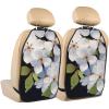 VTCTOASY Kick Mat Back Seat Protector for Car 2 Pack Extra Large Car Back Seat Cover with 3 Storage Pockets Waterproof Seat Back Protector White Blossom Backseat Car Organizer for Trucks SUV view 1