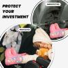 VTCTOASY Kick Mat Back Seat Protector for Car 2 Pack Extra Large Car Back Seat Cover with 3 Storage Pockets Waterproof Seat Back Protector White Blossom Backseat Car Organizer for Trucks SUV view 2