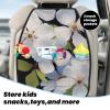 VTCTOASY Kick Mat Back Seat Protector for Car 2 Pack Extra Large Car Back Seat Cover with 3 Storage Pockets Waterproof Seat Back Protector White Blossom Backseat Car Organizer for Trucks SUV view 3
