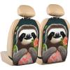 VTCTOASY Kick Mat Back Seat Protector for Car 2 Pack Extra Large Car Back Seat Cover with 3 Storage Pockets Waterproof Seat Back Protector Cute Sloth Backseat Car Organizer for Trucks SUV view 1