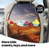 VTCTOASY Kick Mat Back Seat Protector for Car 2 Pack Extra Large Car Back Seat Cover with 3 Storage Pockets Waterproof Seat Back Protector Western Desert Backseat Car Organizer for Trucks SUV view 3