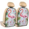 VTCTOASY Kick Mat Back Seat Protector for Car 2 Pack Extra Large Car Back Seat Cover with 3 Storage Pockets Waterproof Seat Back Protector White Flamingo Backseat Car Organizer for Trucks SUV view 1