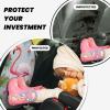VTCTOASY Kick Mat Back Seat Protector for Car 2 Pack Extra Large Car Back Seat Cover with 3 Storage Pockets Waterproof Seat Back Protector White Flamingo Backseat Car Organizer for Trucks SUV view 2