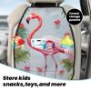 VTCTOASY Kick Mat Back Seat Protector for Car 2 Pack Extra Large Car Back Seat Cover with 3 Storage Pockets Waterproof Seat Back Protector White Flamingo Backseat Car Organizer for Trucks SUV view 3
