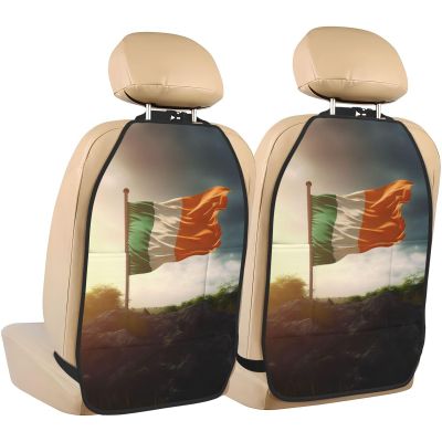 Kick Mat Back Seat Protector for Car 2 Pack Extra Large Car Back Seat Cover with 3 Storage Pockets Waterproof Seat Back Protector The Sun Shines on the Flag Backseat Car Organizer for Trucks SUV