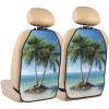 VTCTOASY Kick Mat Back Seat Protector for Car 2 Pack Extra Large Car Back Seat Cover with 3 Storage Pockets Waterproof Seat Back Protector Sea Palm Trees Backseat Car Organizer for Trucks SUV view 1