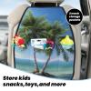 VTCTOASY Kick Mat Back Seat Protector for Car 2 Pack Extra Large Car Back Seat Cover with 3 Storage Pockets Waterproof Seat Back Protector Sea Palm Trees Backseat Car Organizer for Trucks SUV view 2