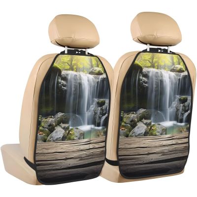VTCTOASY Kick Mat Back Seat Protector for Car 2 Pack Extra Large Car Back Seat Cover with 3 Storage Pockets Waterproof Seat Back Protector Water Fall Backseat Car Organizer for Trucks SUV