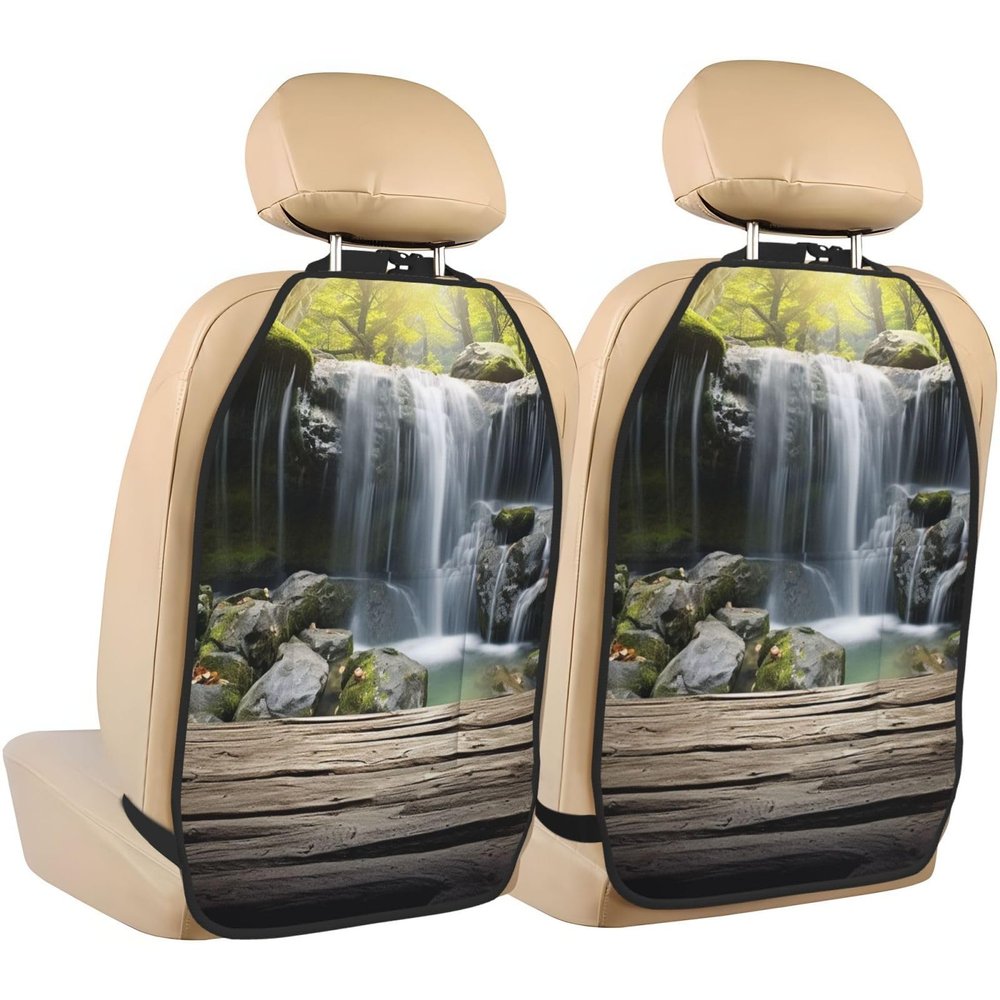 VTCTOASY Kick Mat Back Seat Protector for Car 2 Pack Extra Large Car Back Seat Cover with 3 Storage Pockets Waterproof Seat Back Protector Water Fall Backseat Car Organizer for Trucks SUV